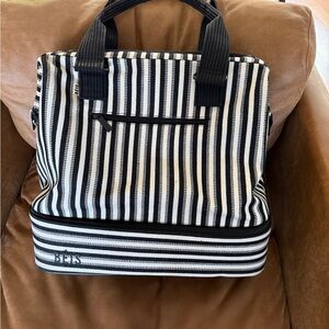 BÉIS Black and White Striped Bag